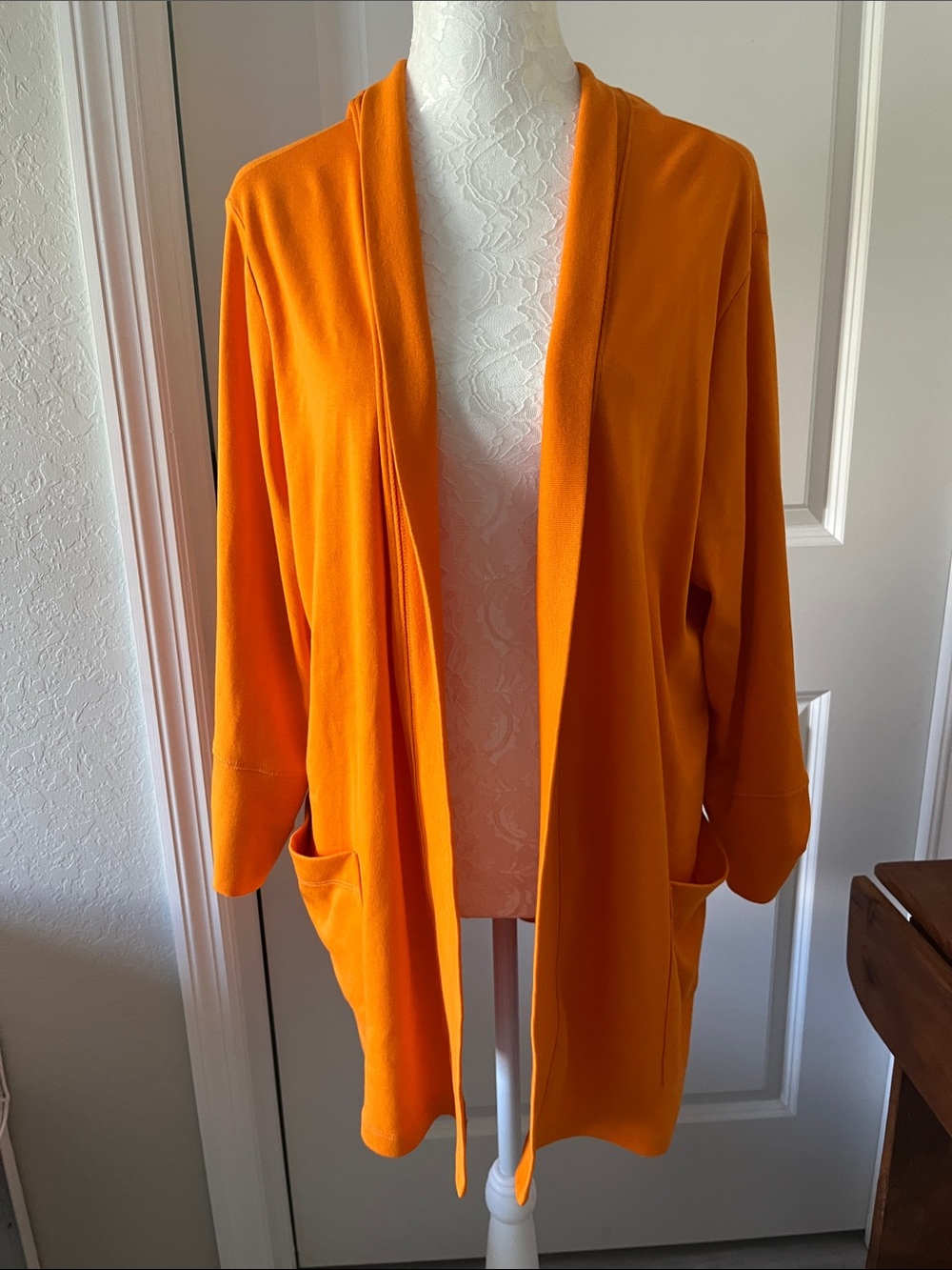 Rafaella Pumpkin Orange Cotton Open-Front Women's Cardigan NWOT SZ1X